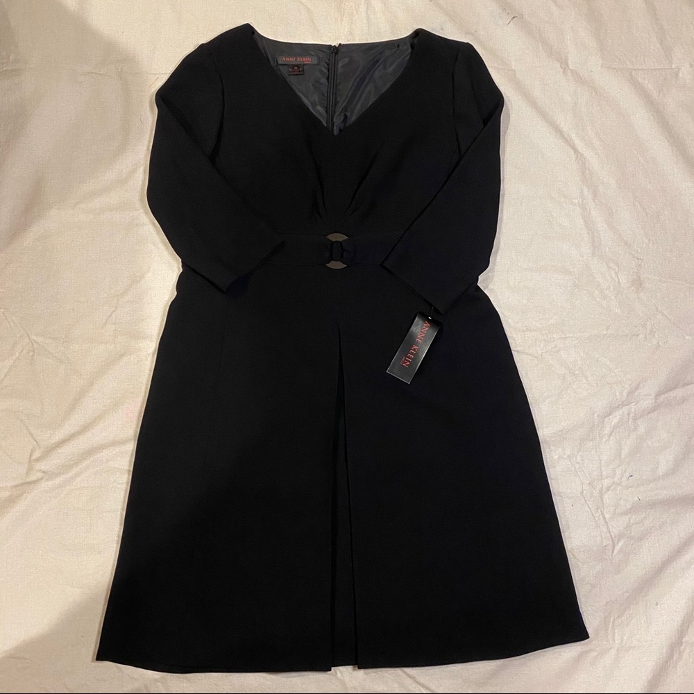 Anne Klein Belted Black Dress Sz14 NWT